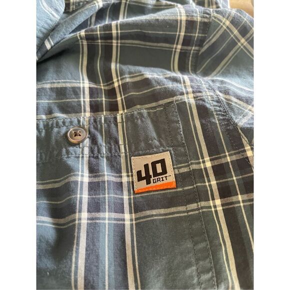 40 Grit Men's Multi Gray Buttons Up Collared Short Sleeve Shirt Large - Picture 10 of 12